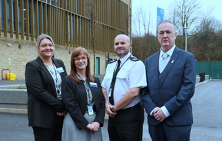 Clive Grunshaw and officers outside Pendle Police Station